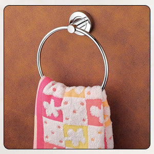 Stainless Steel Self Adhesive Round Towel Ring | No Drilling Wall Mounted Bathroom Accessories | Durable Napkin Hand Towel Holder for Kitchen, Wash Basin, Home and Hotels (Chrome Finish)