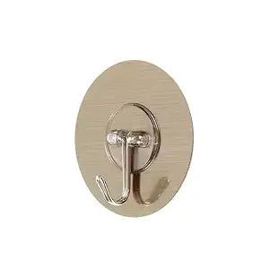 ZUCUR Oval Brushed Metal Adhesive Wall Hook – No-Drill Self-Adhesive Hook for Bathroom, Kitchen & Home Set Of 10 Pcs