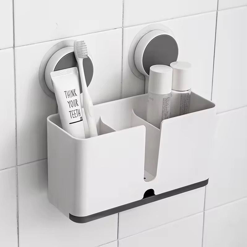 ZUCUR Toothbrush Holder Wall Mount Toothpaste & Makeup Brush Holder Plastic Tooth Brush Holder for Bathroom