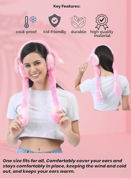 Winter Ear Muffs Soft Plush Foldable Ear Warmers for Kids, Girls and Women | Windproof, Stretchable