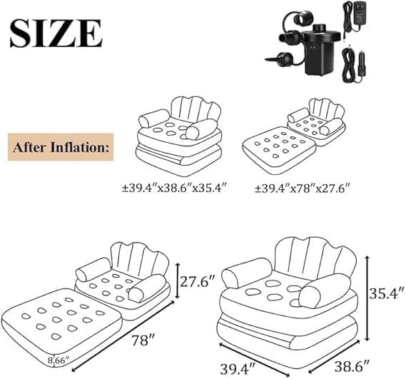 ZUCUR Luxury Inflatable Lounge Chair – Portable Relax Sofa for Home, Bedroom & Travel