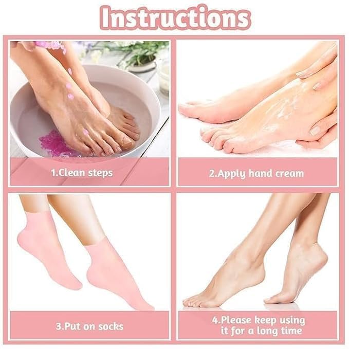 ZUCUR Moisturizing Silicone Gel Socks – Hydrating Spa Socks for Dry, Cracked Heels & Foot Care