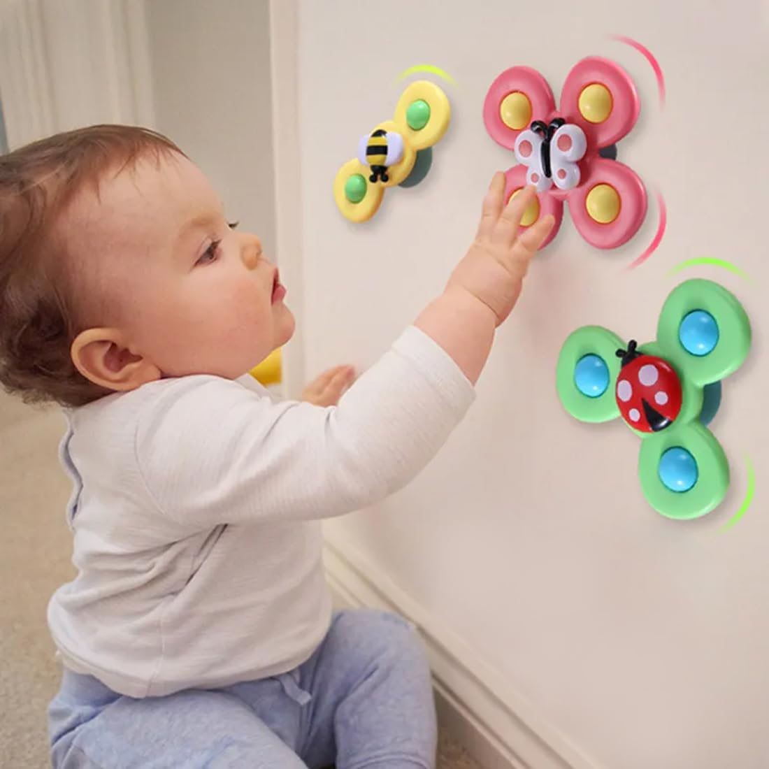 ZUCUR Baby Wall-Mounted Spinning Sensory Toys – Suction Cup Montessori Fidget Spinners