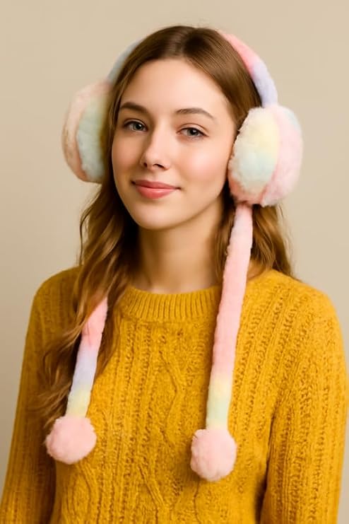 Winter Ear Muffs Soft Plush Foldable Ear Warmers for Kids, Girls and Women | Windproof, Stretchable