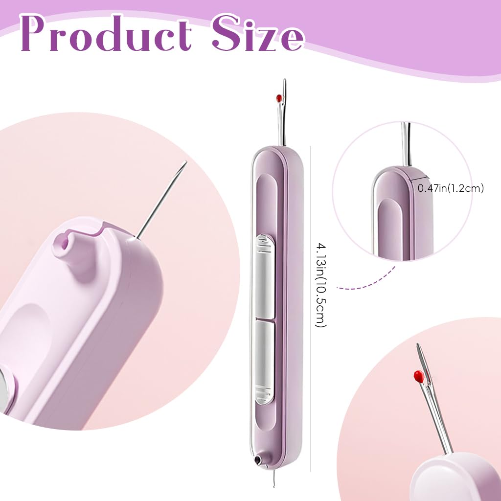 ZUCUR 2 in 1 Automatic Threader & Seam Ripper Dual Head Retractable Needle Threader Stainless Steel Stitch Remover Sewing Needle for Hand Sewing, Embroidery ,and Crafts