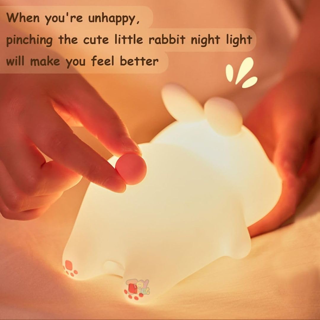 ZUCUR Cute Bunny Night Light – Soft Silicone LED Bedside Lamp for Kids, Nursery & Bedroom Decor