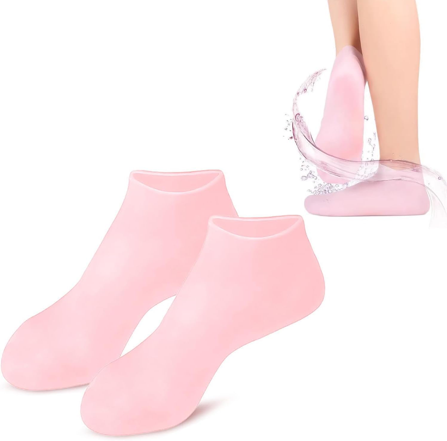 ZUCUR Moisturizing Silicone Gel Socks – Hydrating Spa Socks for Dry, Cracked Heels & Foot Care