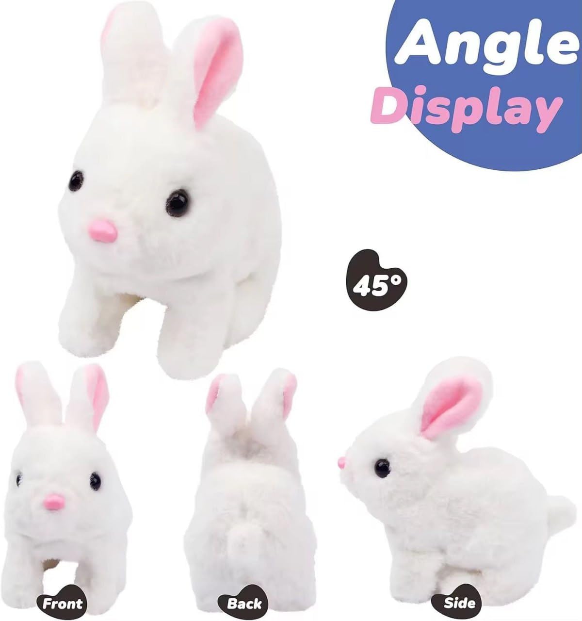 ZUCUR Cute White Plush Rabbit Toy – Soft & Fluffy Bunny for Kids