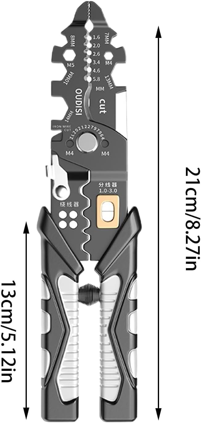 ZUCUR All in 1 Multifunction Stainless Steel Wire Stripper/Wire Crimping Tool, Wire Cutter, Wire Crimper, Cable Stripper