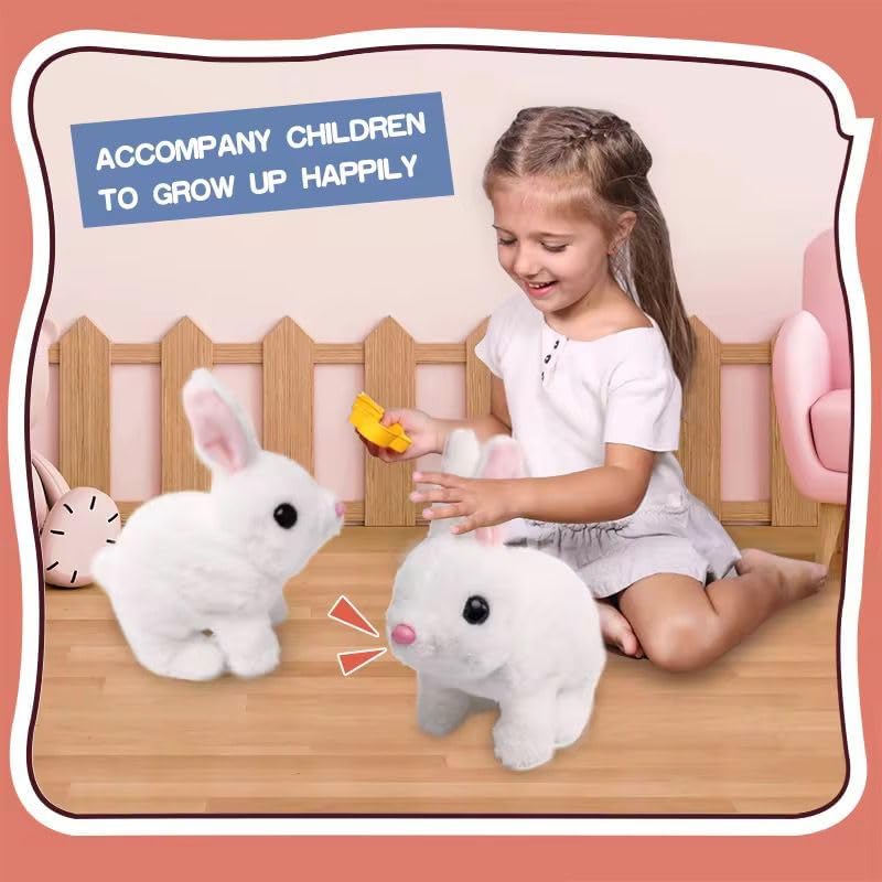 ZUCUR Cute White Plush Rabbit Toy – Soft & Fluffy Bunny for Kids