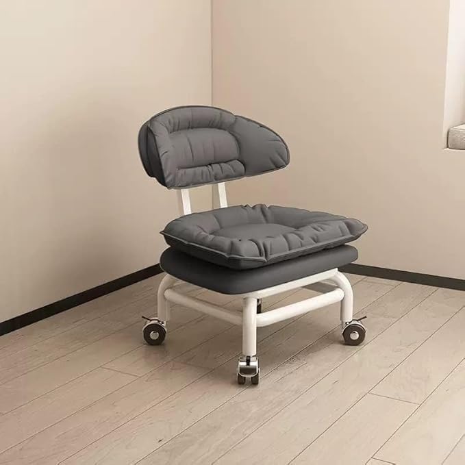 Comfortable Rolling Cushion Stool with Backrest – Adjustable Multi-Purpose Chair for Home & Beauty Use