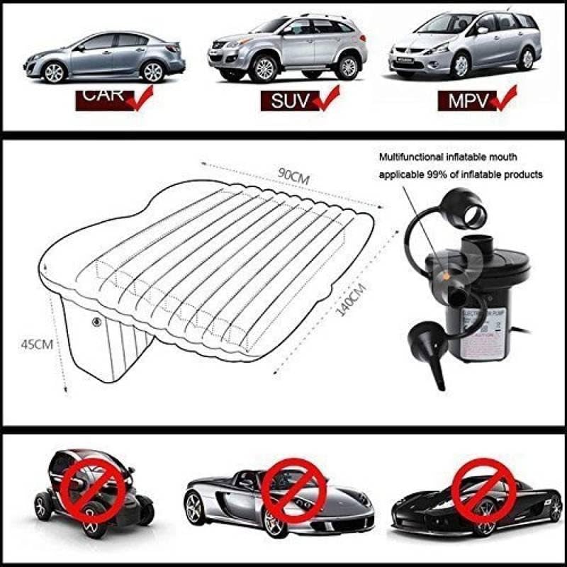 Premium Inflatable Car Back-Seat Travel Mattress with Pillows – Universal Fit