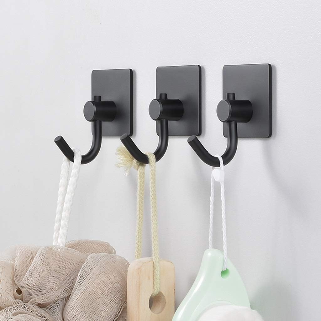 ZUCUR “Matte Black Adhesive Wall Hooks – Heavy Duty No-Drill Hooks for Towels, Coats & Kitchen | Waterproof & Rustproof Design”