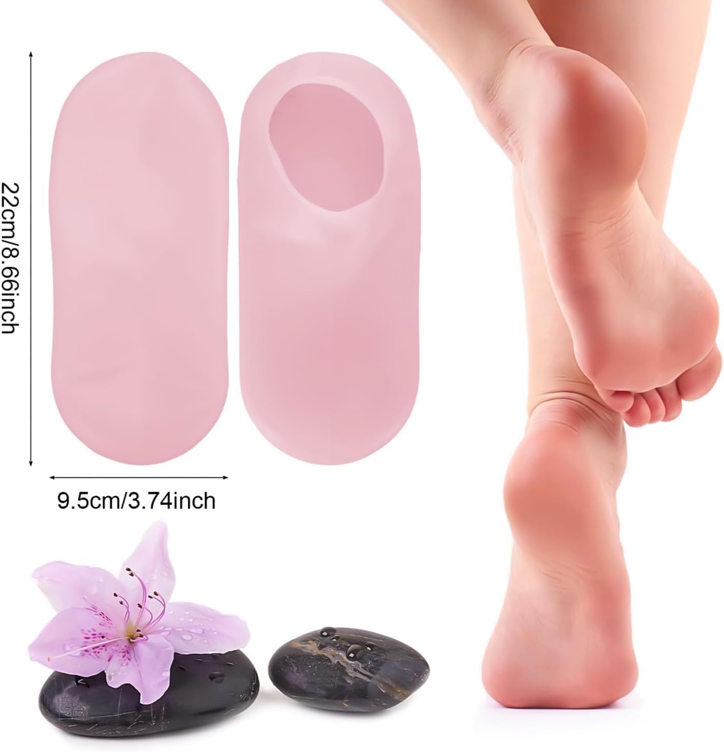 ZUCUR Moisturizing Silicone Gel Socks – Hydrating Spa Socks for Dry, Cracked Heels & Foot Care