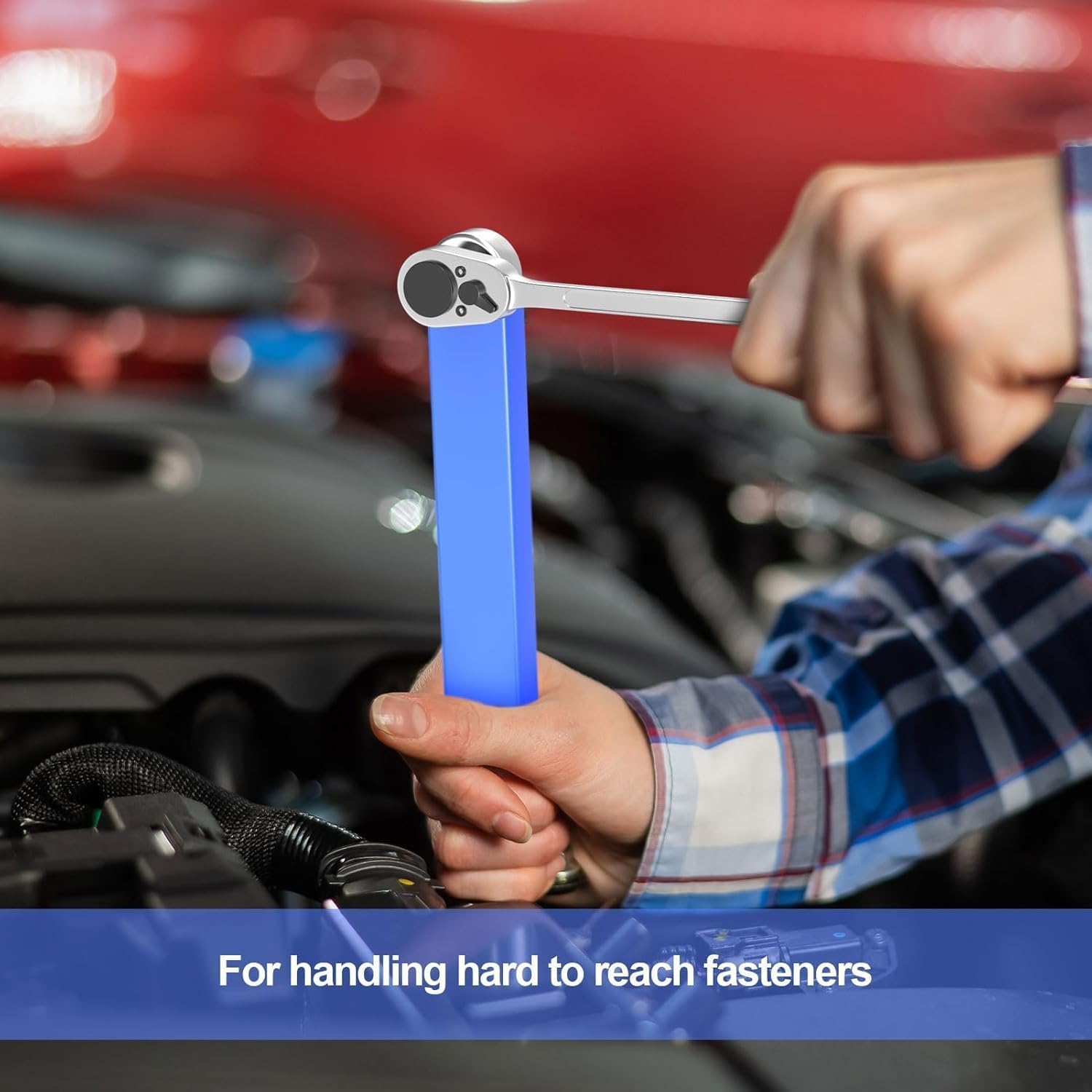 ZUCUR Socket Wrench Set Offset Extension Wrench Universal Fit Small Space 15 Socket Tool Car Jack Tool