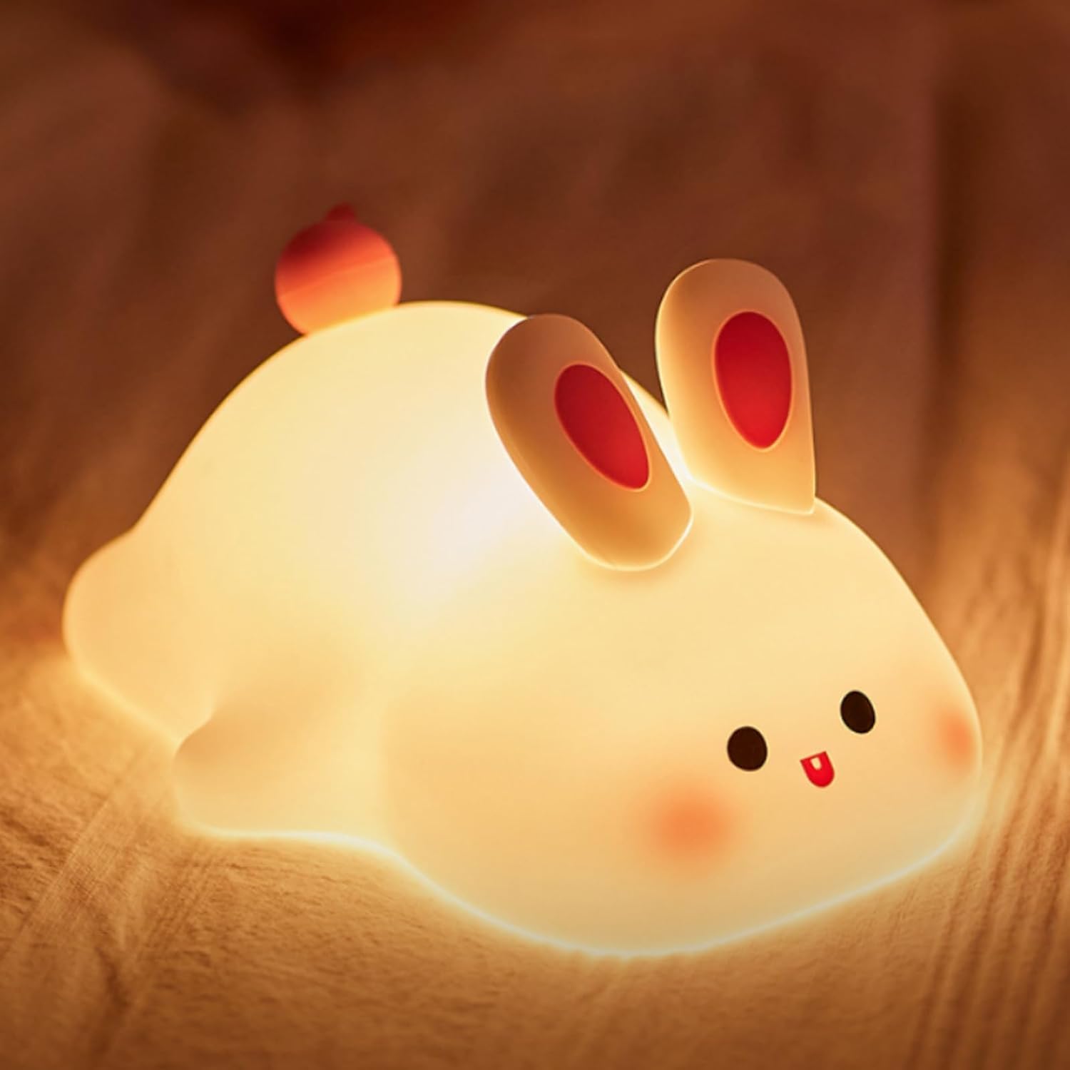 ZUCUR Cute Bunny Night Light – Soft Silicone LED Bedside Lamp for Kids, Nursery & Bedroom Decor
