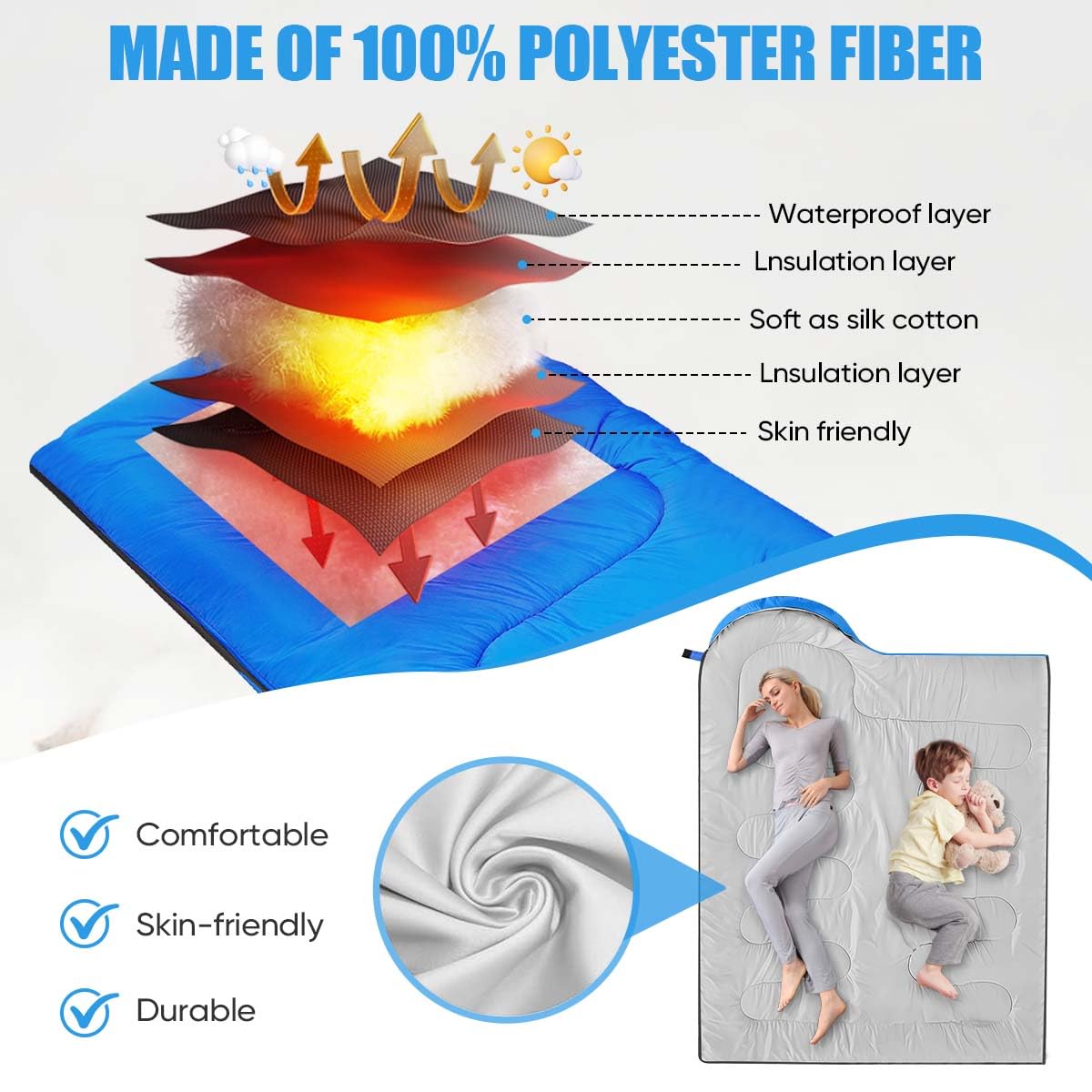 Premium Lightweight Sleeping Bag for Camping, Hiking & Travel – Portable with Carry Bag