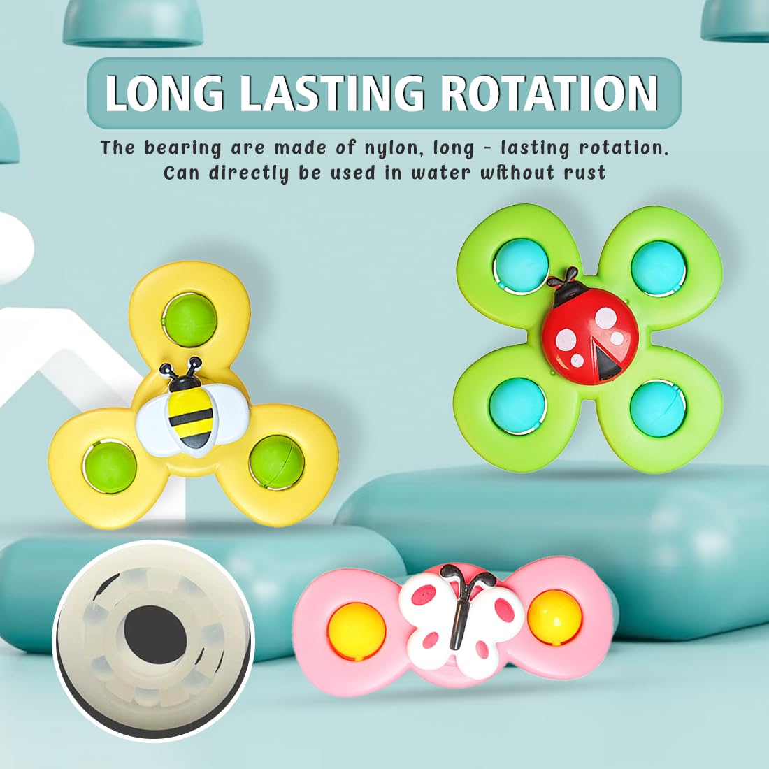 ZUCUR Baby Wall-Mounted Spinning Sensory Toys – Suction Cup Montessori Fidget Spinners