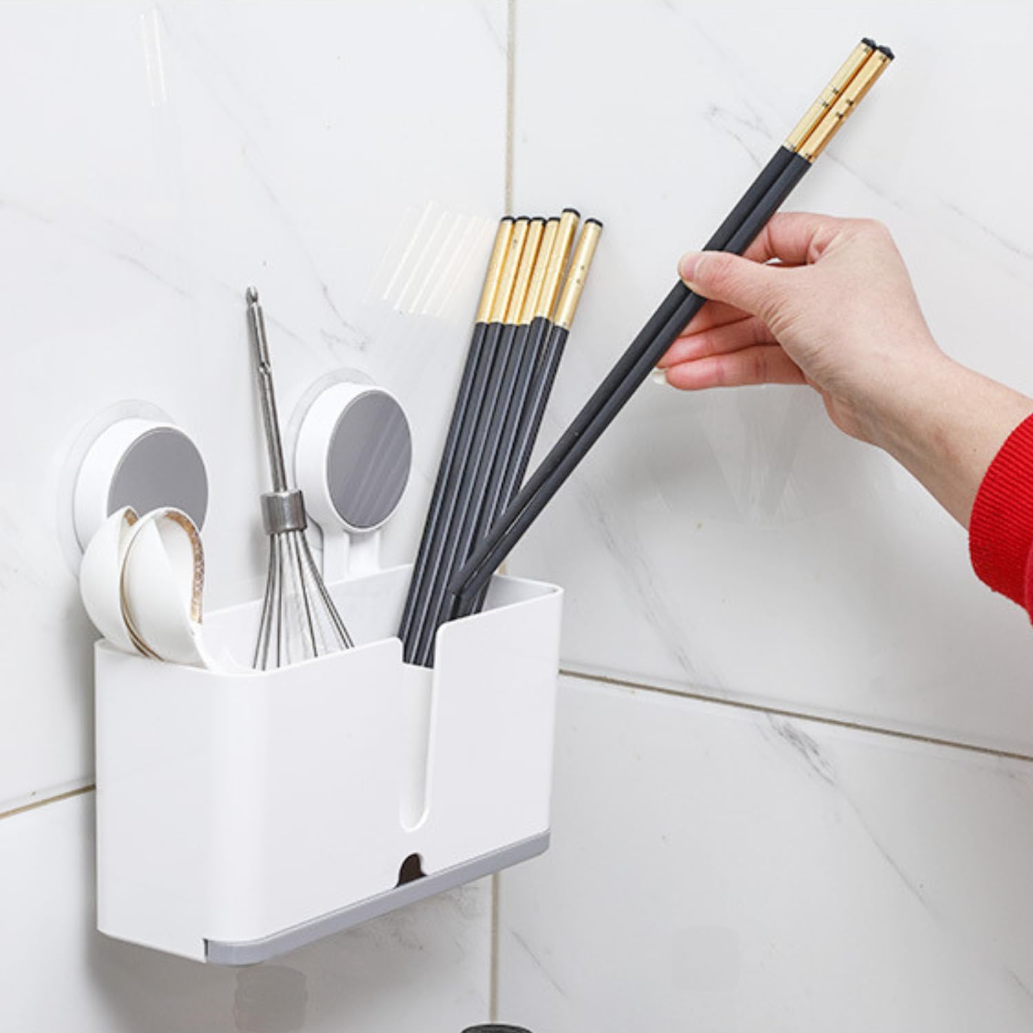 ZUCUR Toothbrush Holder Wall Mount Toothpaste & Makeup Brush Holder Plastic Tooth Brush Holder for Bathroom