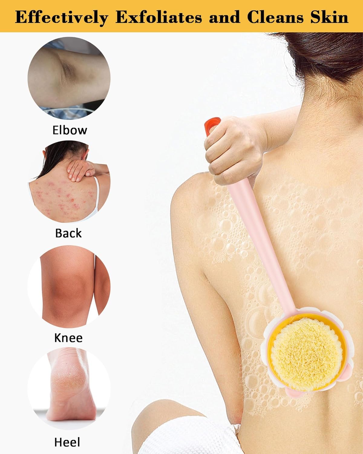 Premium Long Handle Bath & Body Scrubber – Dual-Sided Shower Brush