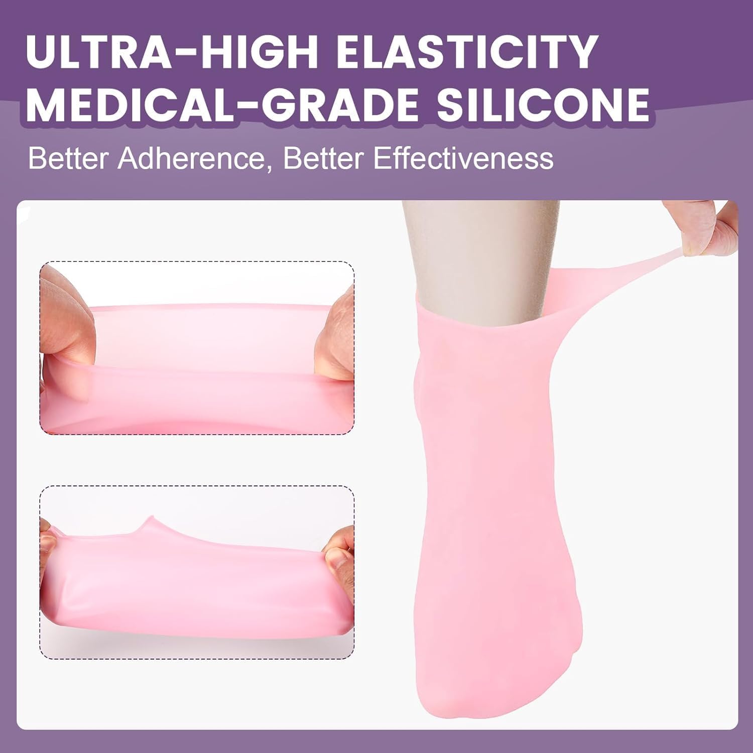 ZUCUR Moisturizing Silicone Gel Socks – Hydrating Spa Socks for Dry, Cracked Heels & Foot Care