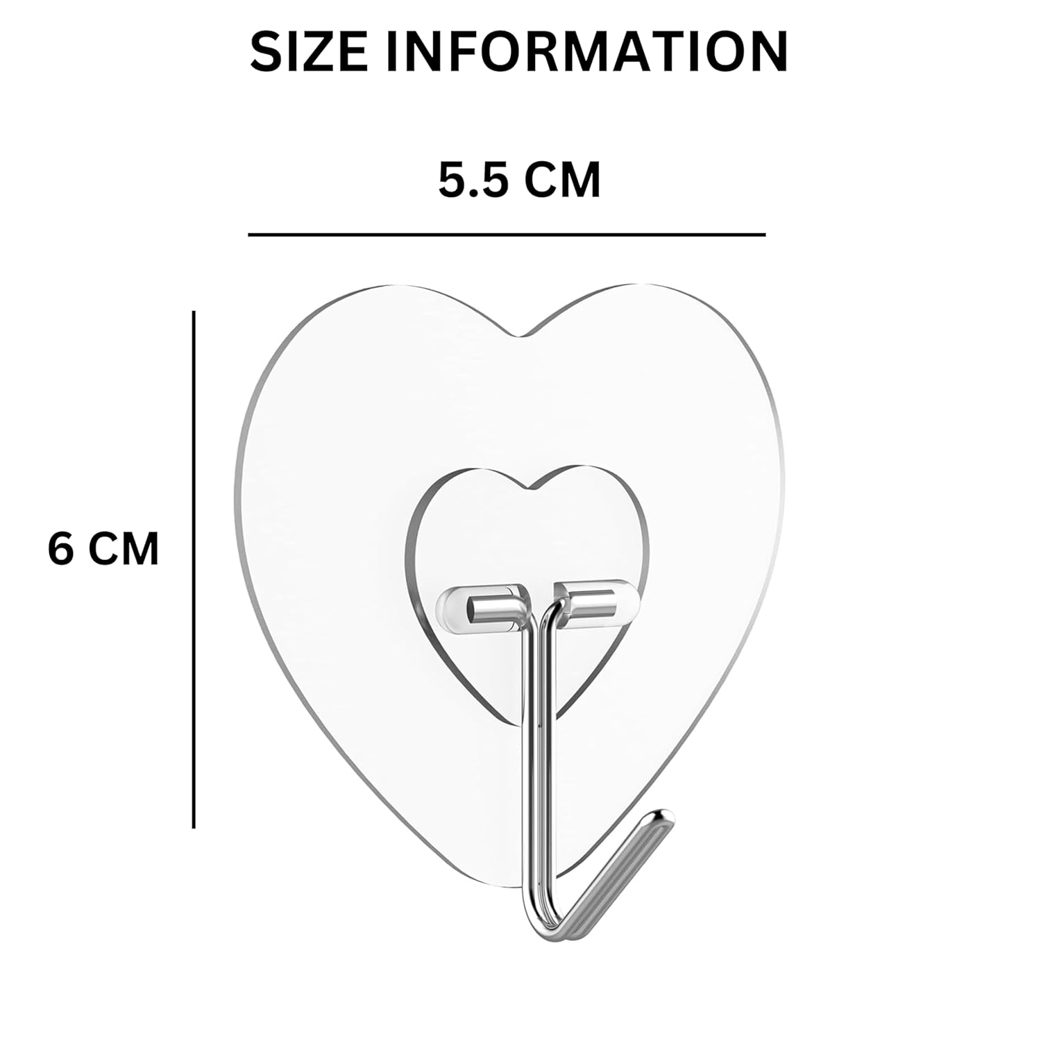 ZUCUR Heart-Shaped Transparent Adhesive Wall Hooks – Heavy Duty Waterproof No-Drill Hooks for Home, Kitchen, Bathroom & Bedroom – Strong Self-Adhesive Wall Hangers (Set of 10)