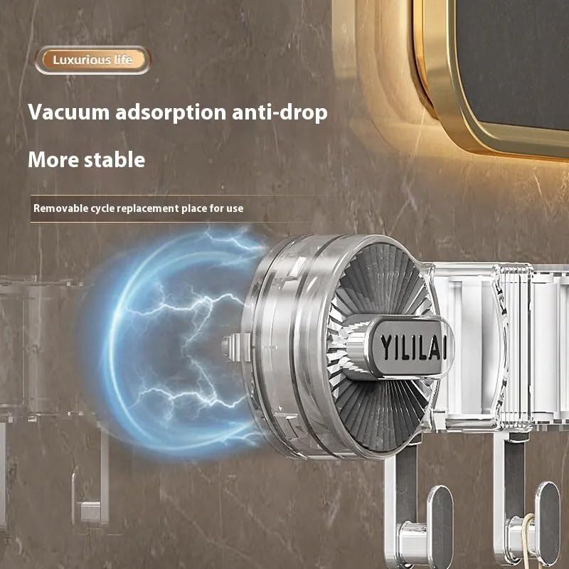 ZUCUR Premium Wall-Mounted Mop & Broom Holder Luxury Bathroom & Kitchen Organizer