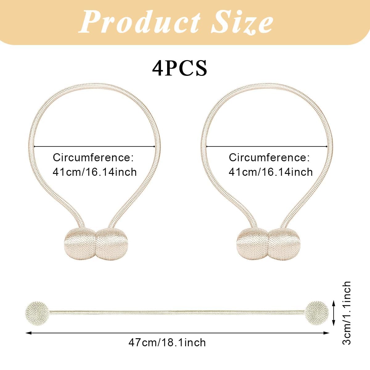 ZUCUR Magnetic Curtain Tiebacks – Elegant Rope Holdbacks for Home Décor, Easy No-Drill Curtain Holder (Set of 2)