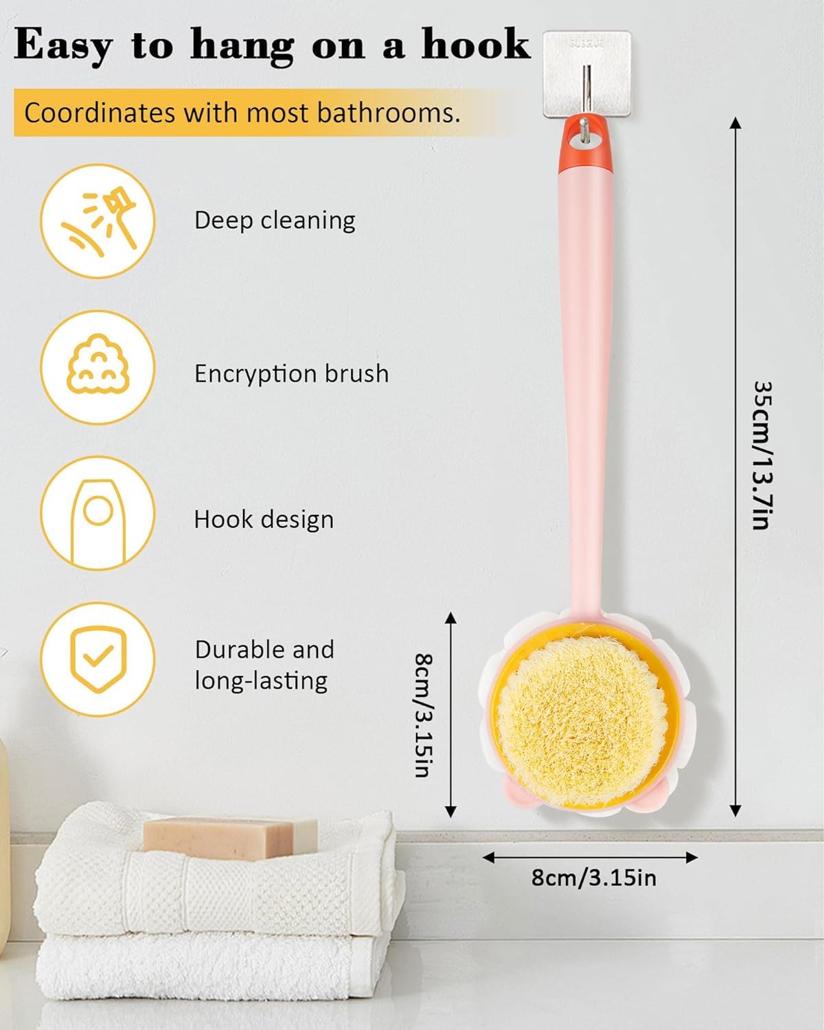 Premium Long Handle Bath & Body Scrubber – Dual-Sided Shower Brush