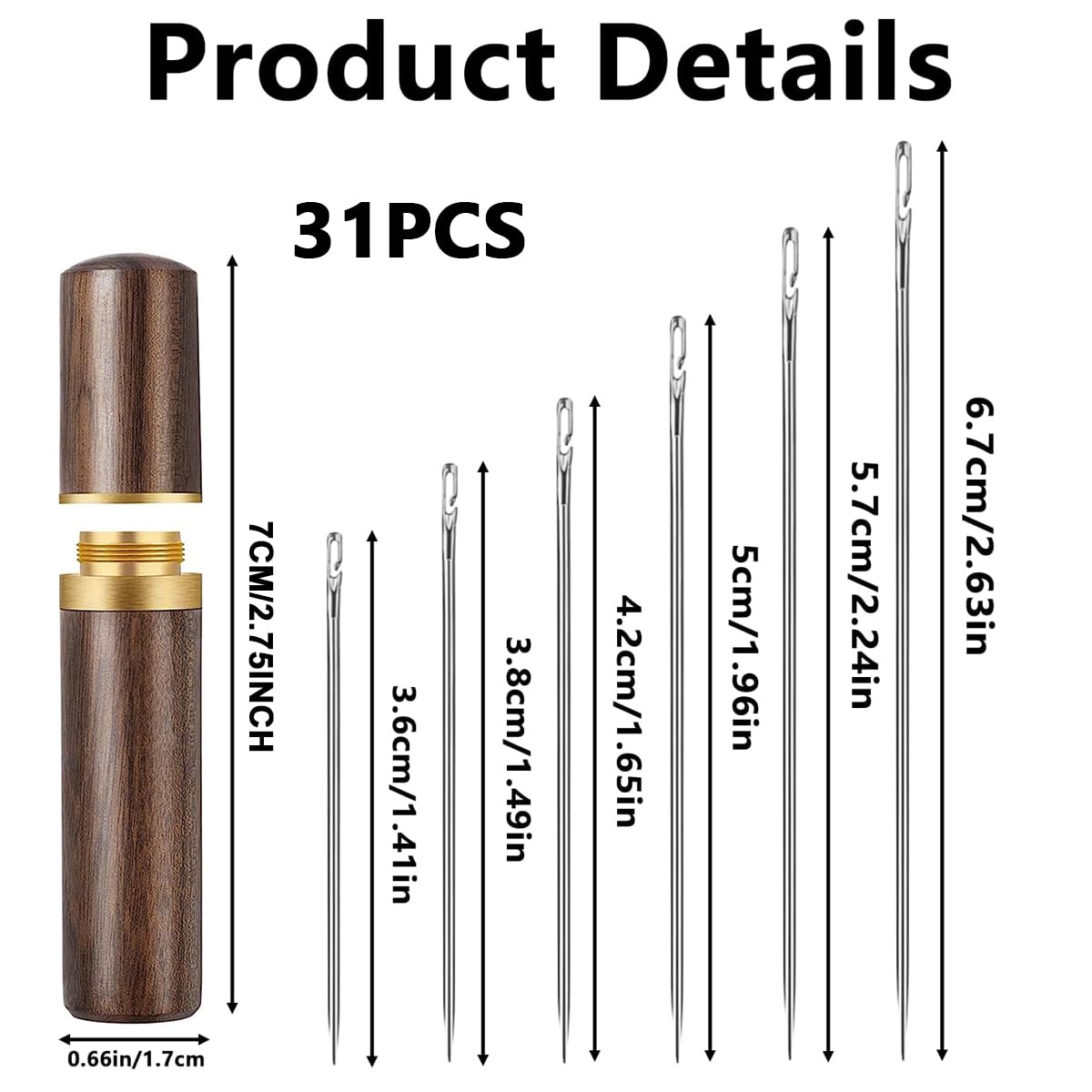ZUCUR Self-Threading Sewing Needle Set – 30 Pcs Easy Thread Needles with Premium Wooden Storage Tube