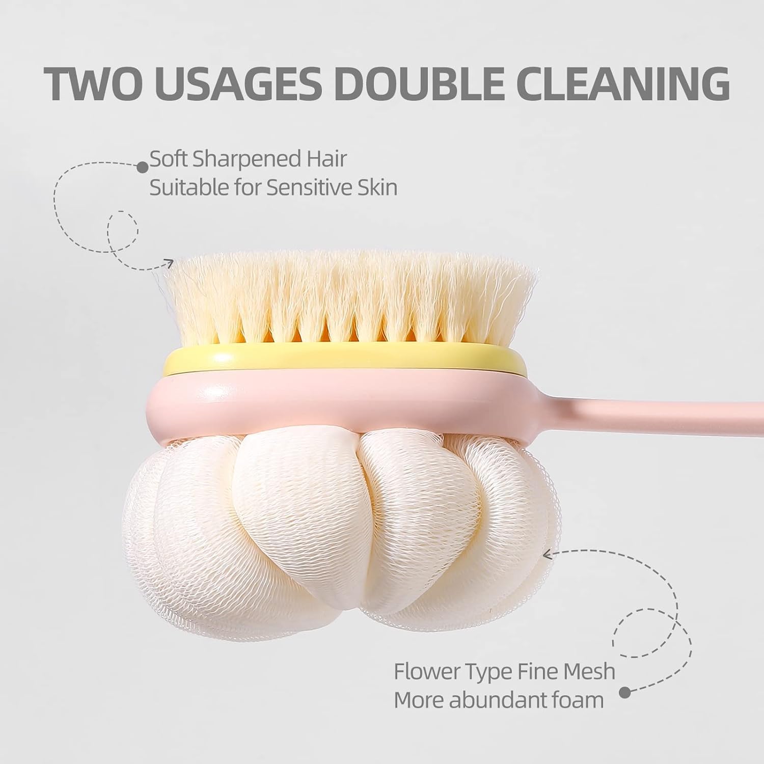 Premium Long Handle Bath & Body Scrubber – Dual-Sided Shower Brush