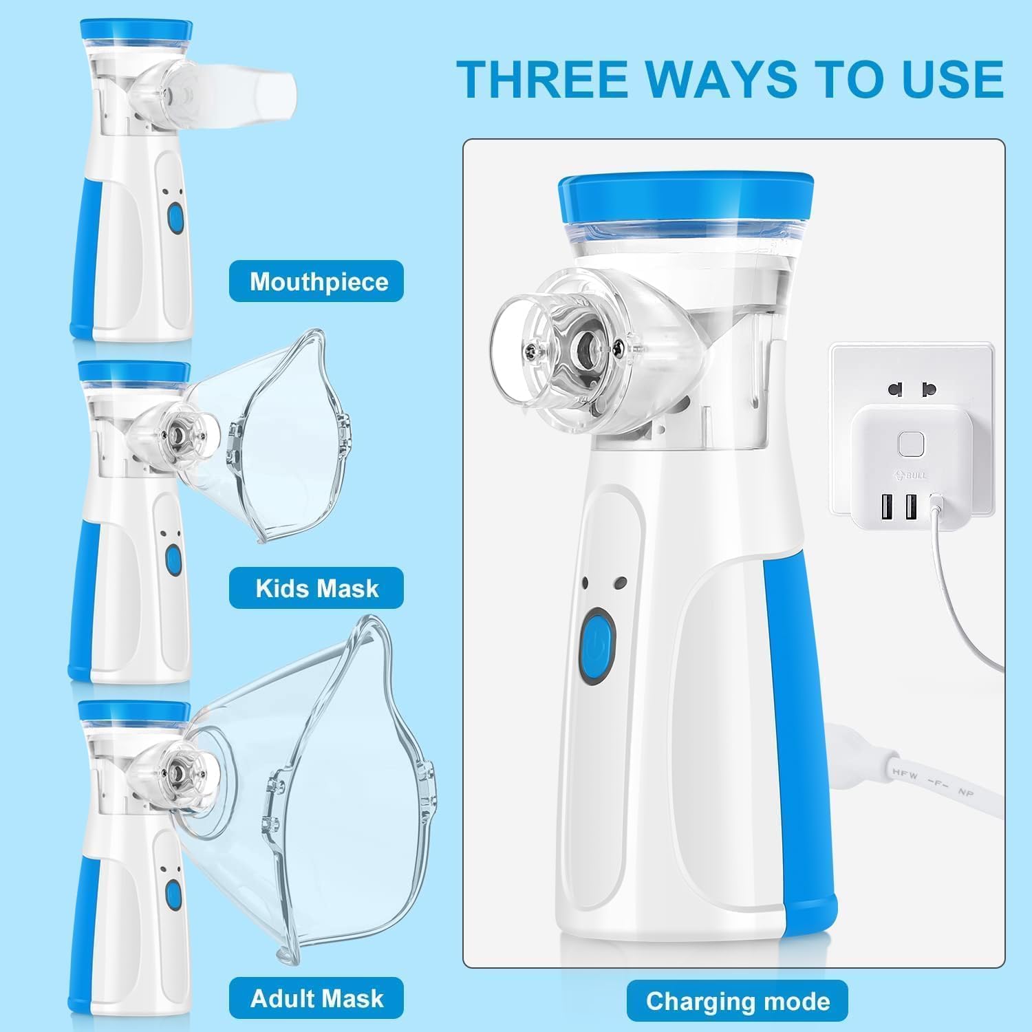 ZUCUR Portable Mist Inhaler with Adult & Child Masks – Handheld Cool Mist Humidifying Device