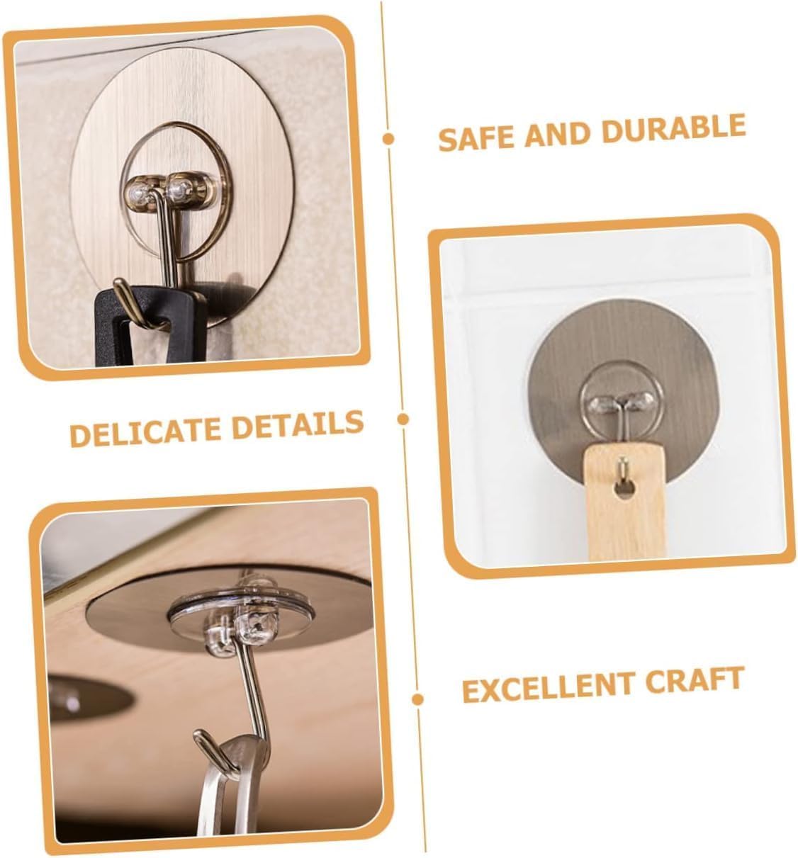 ZUCUR Oval Brushed Metal Adhesive Wall Hook – No-Drill Self-Adhesive Hook for Bathroom, Kitchen & Home Set Of 10 Pcs