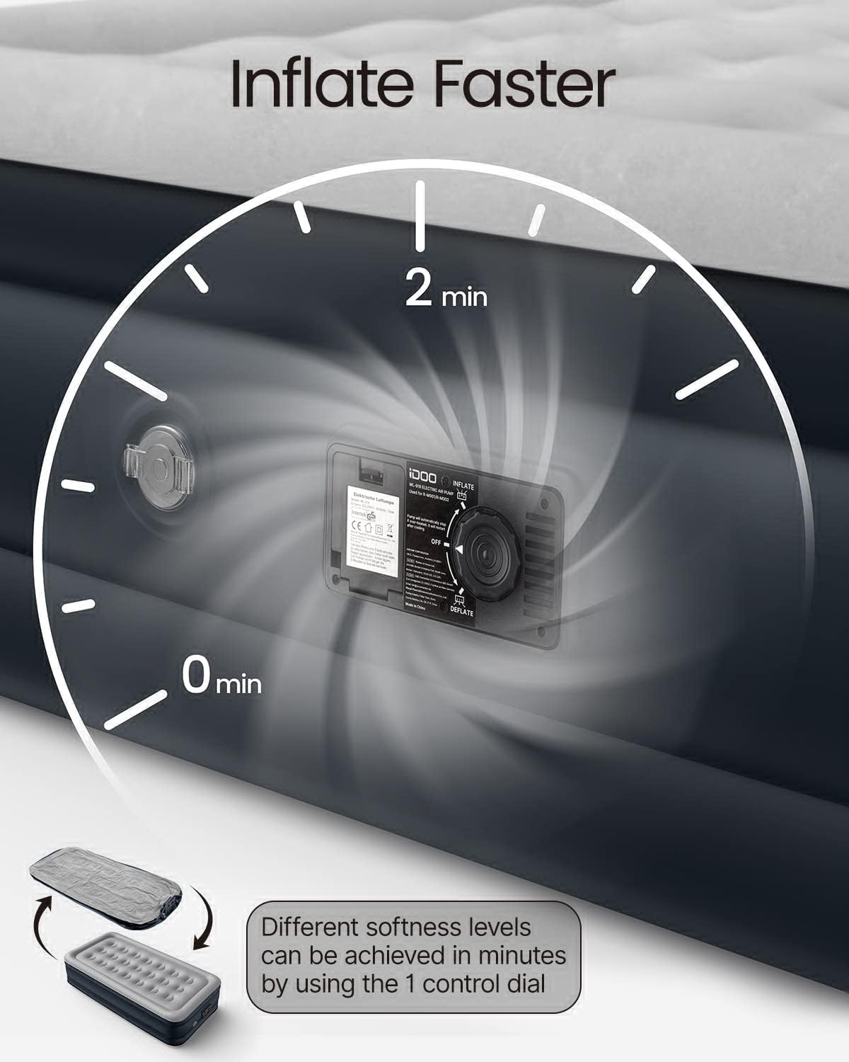 Single Air Bed with Built-in Pump | Inflatable Mattress for Home, Camping & Travel | Quick Self-Inflation