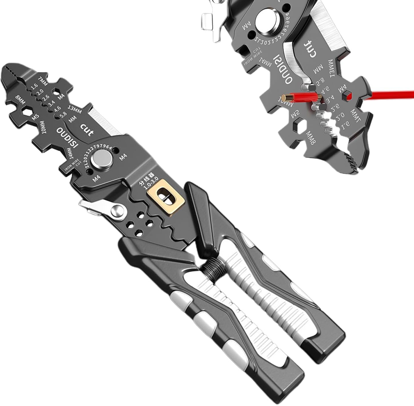 ZUCUR All in 1 Multifunction Stainless Steel Wire Stripper/Wire Crimping Tool, Wire Cutter, Wire Crimper, Cable Stripper