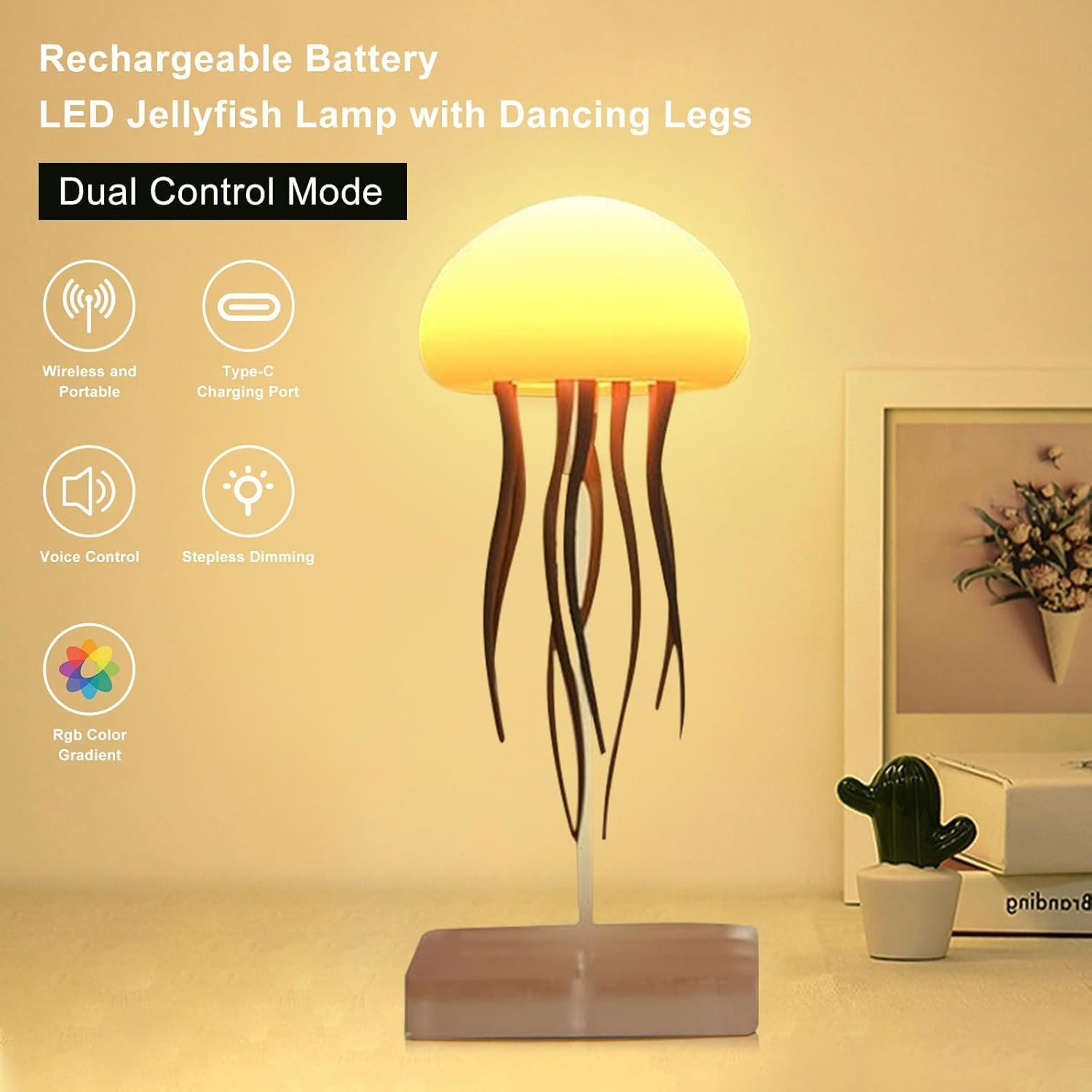 ZUCUR Soft Glow Jellyfish Table Lamp – USB LED Night Light