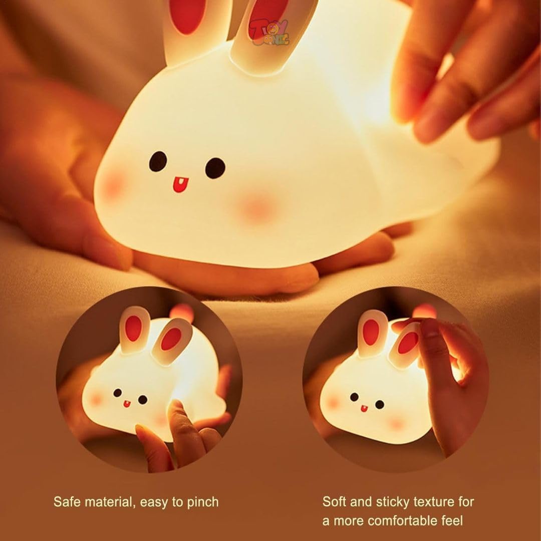 ZUCUR Cute Bunny Night Light – Soft Silicone LED Bedside Lamp for Kids, Nursery & Bedroom Decor