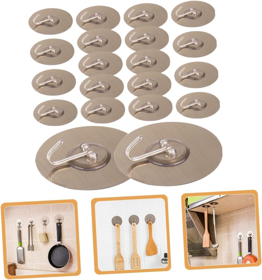 ZUCUR Oval Brushed Metal Adhesive Wall Hook – No-Drill Self-Adhesive Hook for Bathroom, Kitchen & Home Set Of 10 Pcs