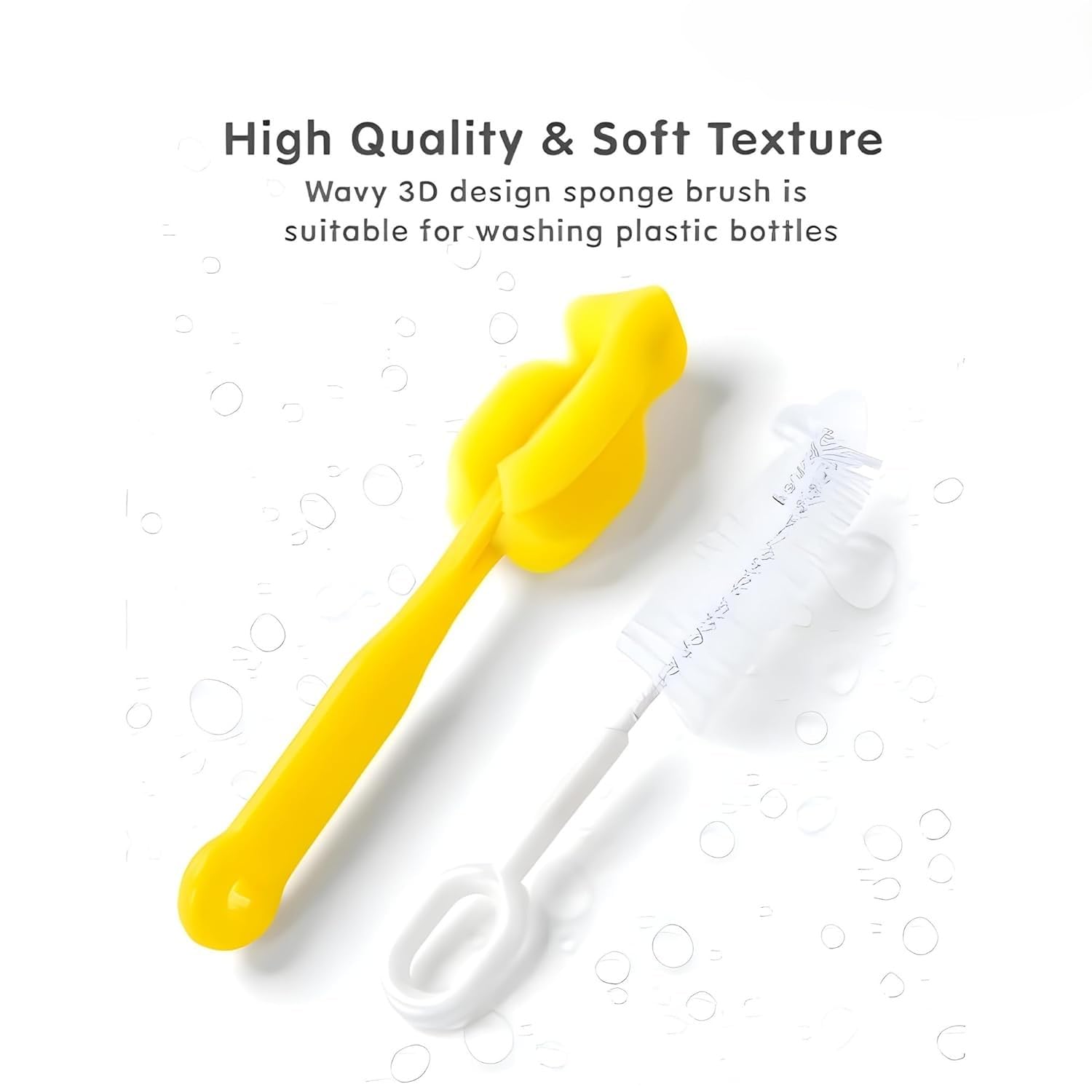 ZUCUR 5-in-1 Bottle & Nipple Cleaning Brush Set (Yellow/White)