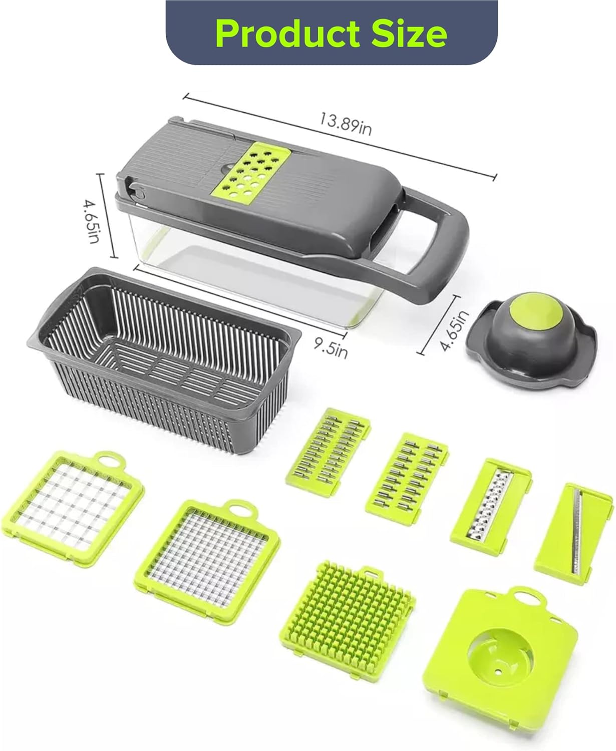 ZUCUR 16-in-1 Multi-Function Vegetable Chopper – Onion Cutter, Slicer, Dicer & Food Processor Set