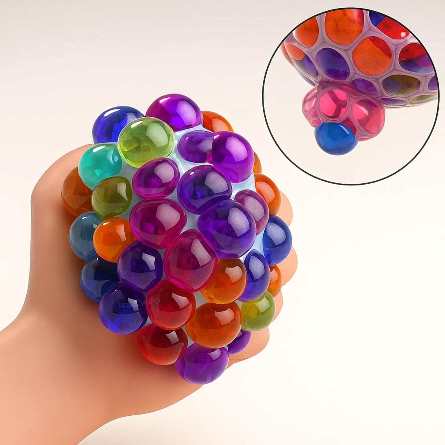 ZUCUR Rainbow Mesh Squeeze Stress Ball – Colorful Orbeez Sensory Fidget Toy