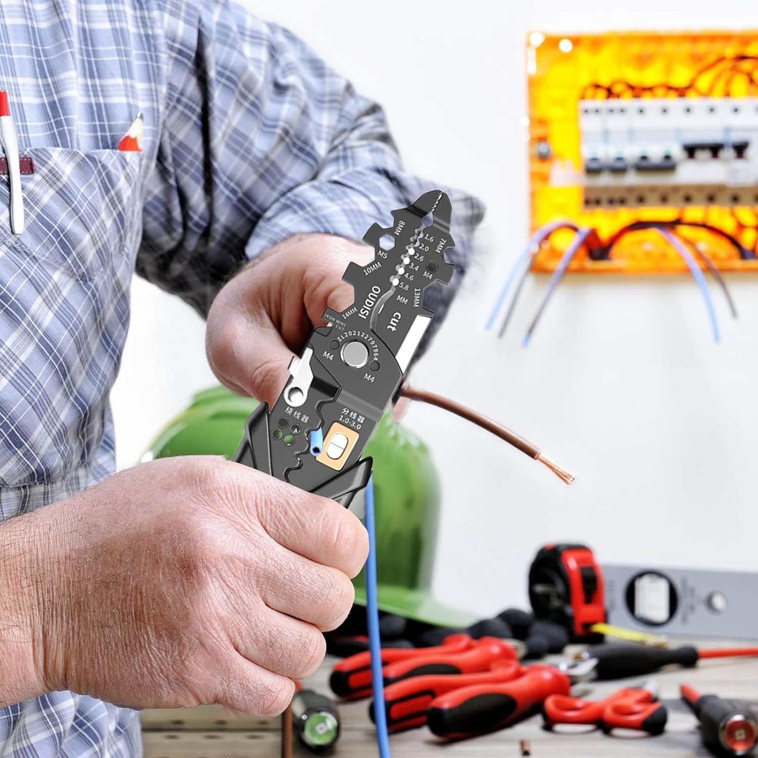 ZUCUR All in 1 Multifunction Stainless Steel Wire Stripper/Wire Crimping Tool, Wire Cutter, Wire Crimper, Cable Stripper