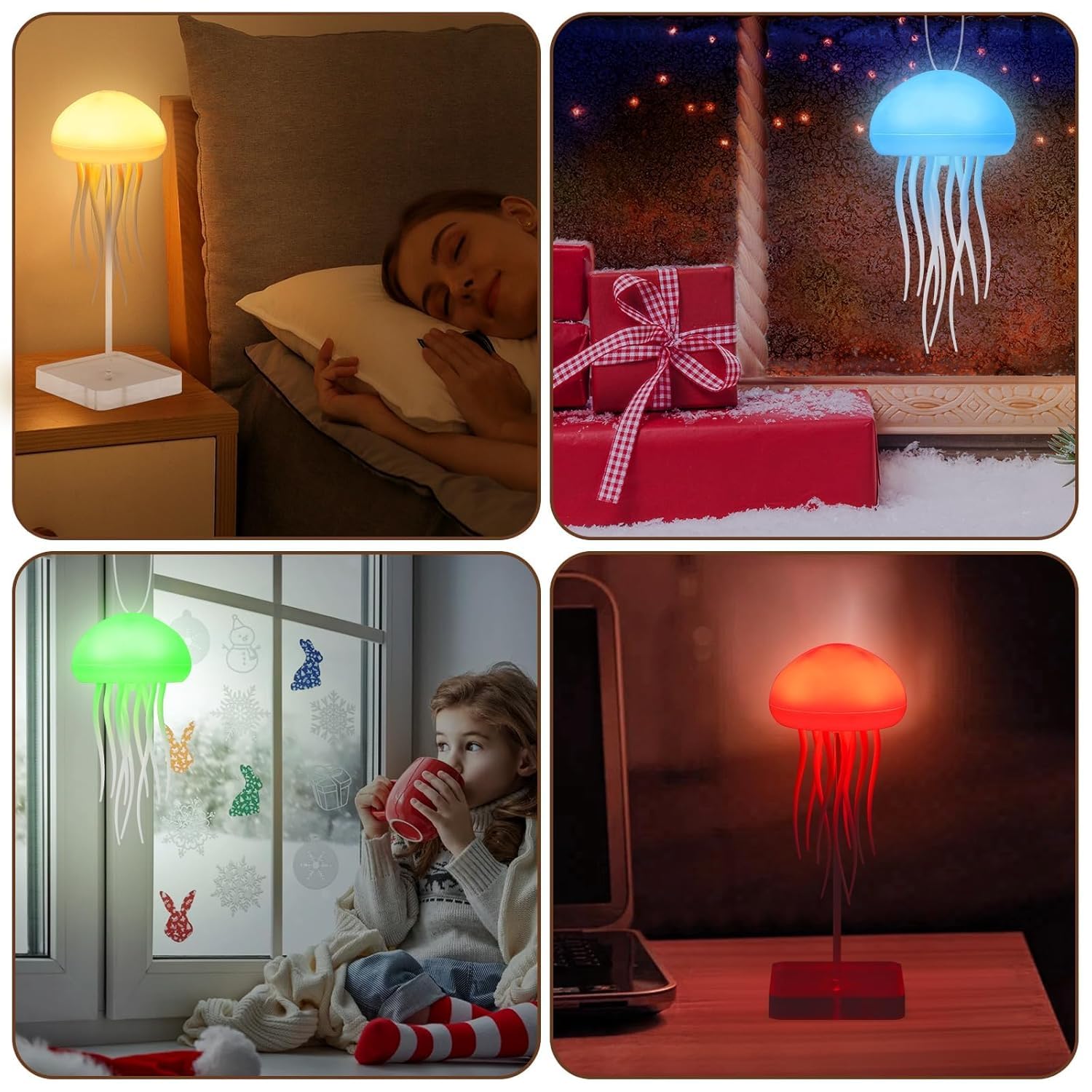 ZUCUR Soft Glow Jellyfish Table Lamp – USB LED Night Light