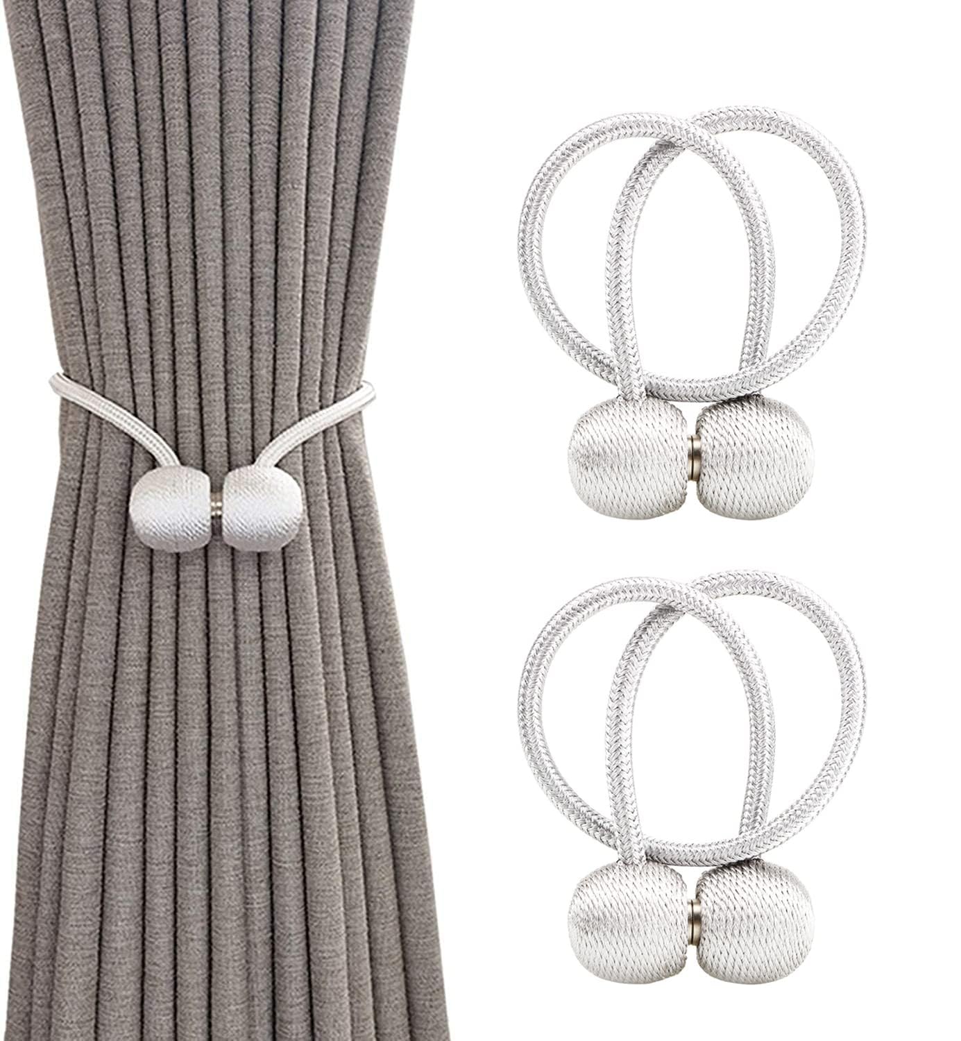 ZUCUR Magnetic Curtain Tiebacks – Elegant Rope Holdbacks for Home Décor, Easy No-Drill Curtain Holder (Set of 2)