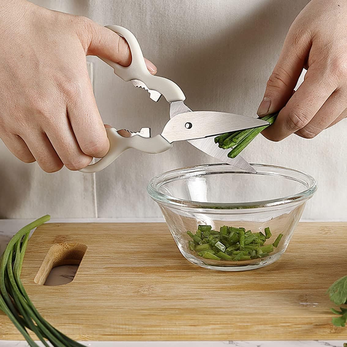 ZUCUR Stainless Steel 6-Piece Kitchen Gadgets Set, Kitchen Scissors Kitchen Utensils Set with Holder