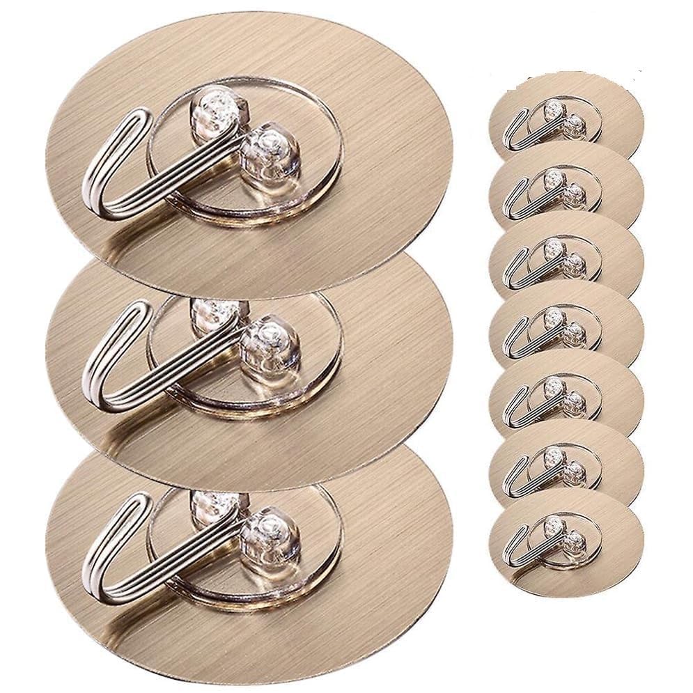 ZUCUR Oval Brushed Metal Adhesive Wall Hook – No-Drill Self-Adhesive Hook for Bathroom, Kitchen & Home Set Of 10 Pcs