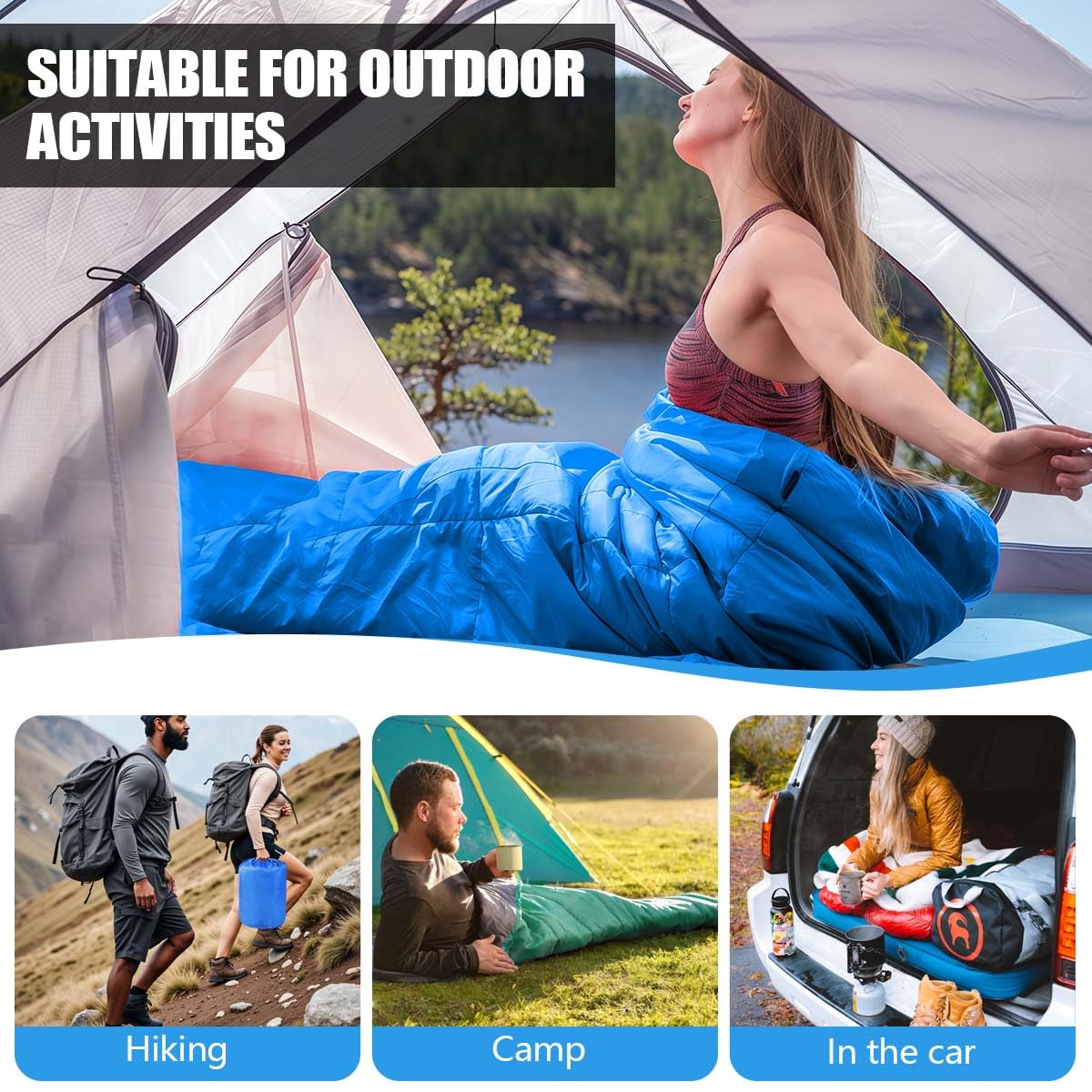 Premium Lightweight Sleeping Bag for Camping, Hiking & Travel – Portable with Carry Bag