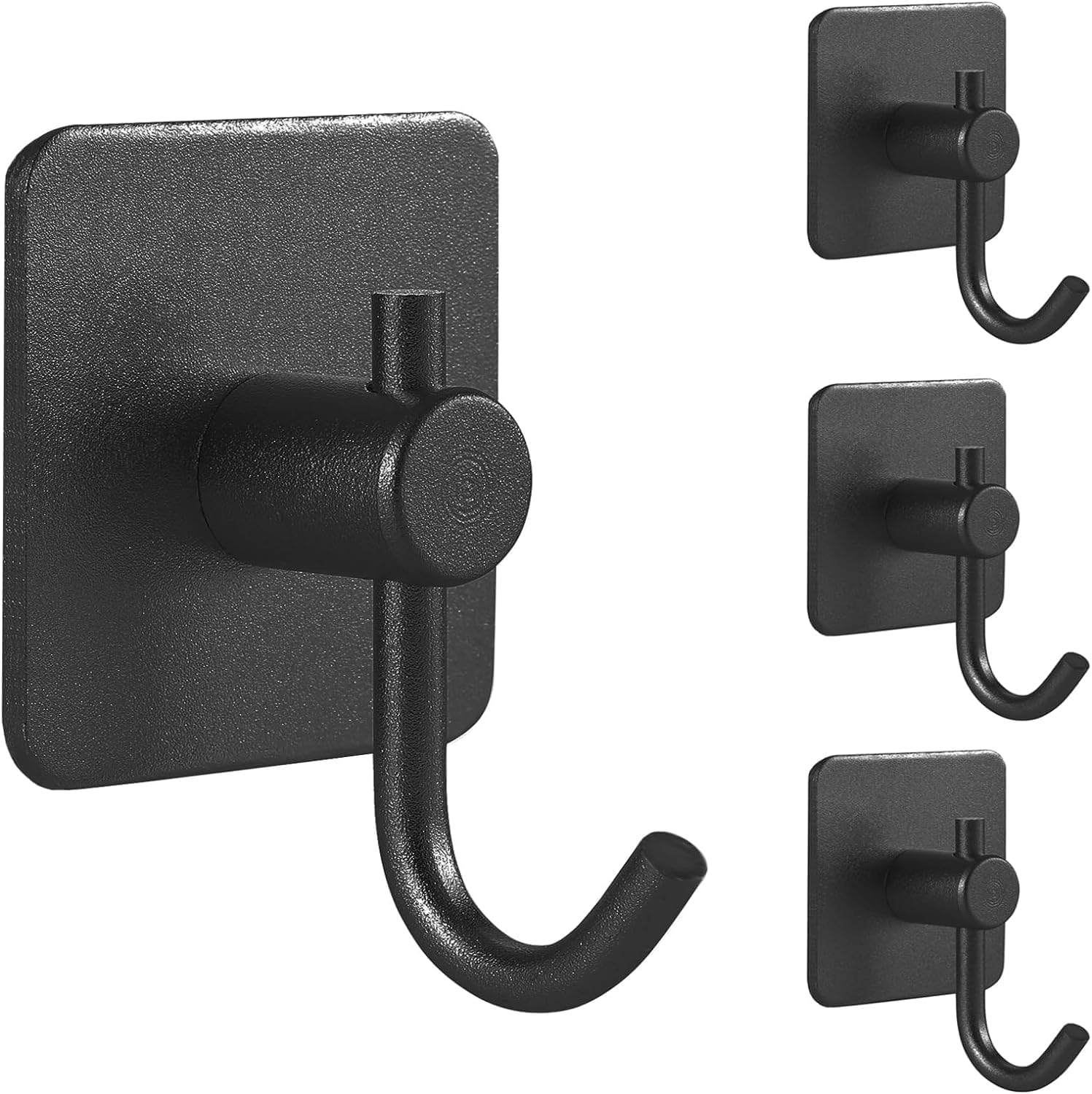 ZUCUR “Matte Black Adhesive Wall Hooks – Heavy Duty No-Drill Hooks for Towels, Coats & Kitchen | Waterproof & Rustproof Design”
