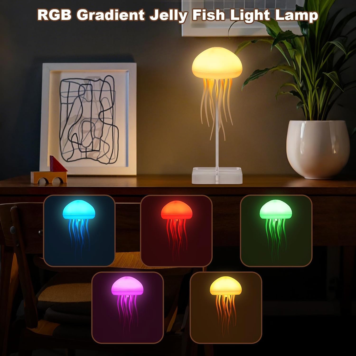 ZUCUR Soft Glow Jellyfish Table Lamp – USB LED Night Light