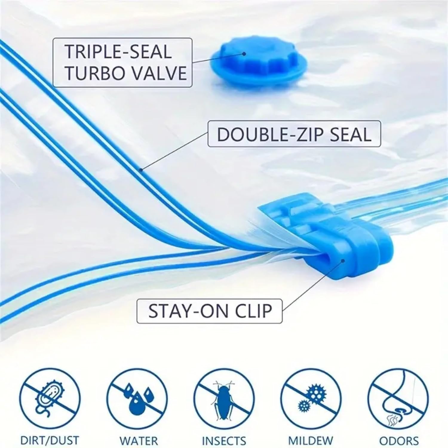 ZUCUR Vacuum Compression Storage Bags with Hand Pump, Vacuum Sealer Bags for Clothes Storage, Space Saver Vacuum Bags